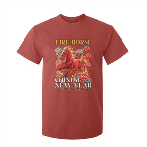 Year of The Fire Horse 2026 T Shirt For Kid Chinese New Year Peony Flower TS11 Red Print Your Wear