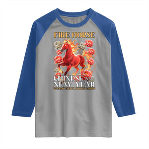 Year of The Fire Horse 2026 Raglan Shirt Chinese New Year Peony Flower TS11 Sport Gray Royal Print Your Wear