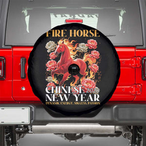 Year of The Fire Horse 2026 Spare Tire Cover Chinese New Year Peony Flower TS11 Black Print Your Wear