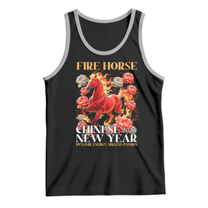 Year of The Fire Horse 2026 Tank Top Chinese New Year Peony Flower TS11 Black Athletic Heather Print Your Wear