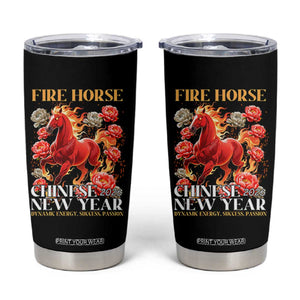 Year of The Fire Horse 2026 Tumbler Cup Chinese New Year Peony Flower TS11 Black Print Your Wear