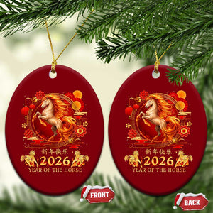 Year of The Fire Horse Ceramic Ornament Funny Chinese Zodiac Lunar New Year 2026 TS11 Print Your Wear