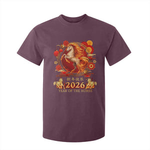Year of The Fire Horse T Shirt For Kid Funny Chinese Zodiac Lunar New Year 2026 TS11 Maroon Print Your Wear