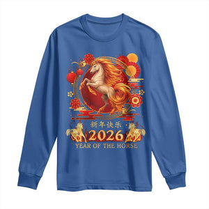 Year of The Fire Horse Long Sleeve Shirt Funny Chinese Zodiac Lunar New Year 2026 TS11 Royal Blue Print Your Wear