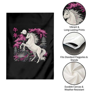 Japanese New Year 2026 Garden Flag Year Of The Horse Sakura Cherry Blossom Shrine TS11 Print Your Wear