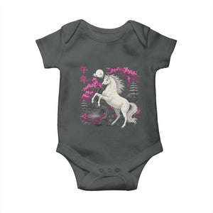 Japanese New Year 2026 Baby Onesie Year Of The Horse Sakura Cherry Blossom Shrine TS11 Dark Heather Print Your Wear