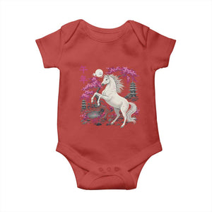 Japanese New Year 2026 Baby Onesie Year Of The Horse Sakura Cherry Blossom Shrine TS11 Red Print Your Wear