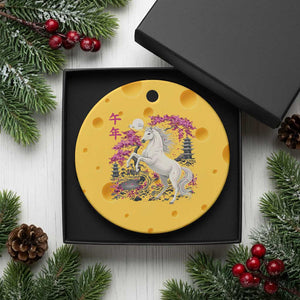 Japanese New Year 2026 Ceramic Ornament Year Of The Horse Sakura Cherry Blossom Shrine TS11 1pc Yellow Cheese Print Your Wear