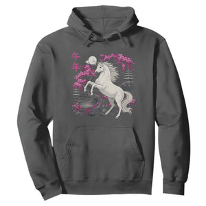 Japanese New Year 2026 Hoodie Year Of The Horse Sakura Cherry Blossom Shrine TS11 Dark Heather Print Your Wear