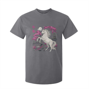 Japanese New Year 2026 T Shirt For Kid Year Of The Horse Sakura Cherry Blossom Shrine TS11 Charcoal Print Your Wear