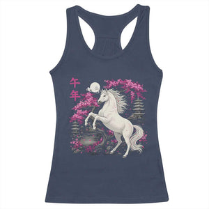Japanese New Year 2026 Racerback Tank Top Year Of The Horse Sakura Cherry Blossom Shrine TS11 Navy Print Your Wear
