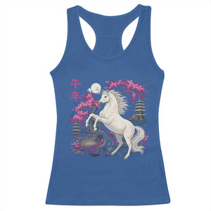 Japanese New Year 2026 Racerback Tank Top Year Of The Horse Sakura Cherry Blossom Shrine TS11 Royal Blue Print Your Wear