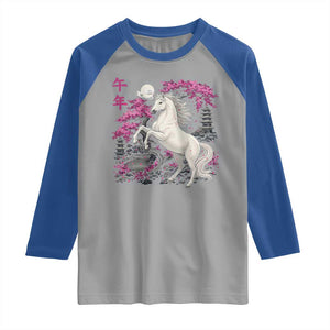 Japanese New Year 2026 Raglan Shirt Year Of The Horse Sakura Cherry Blossom Shrine TS11 Sport Gray Royal Print Your Wear