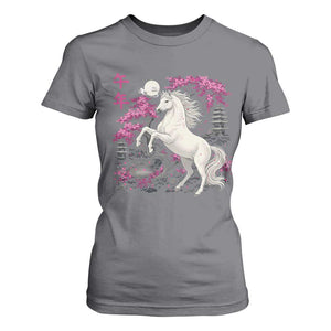 Japanese New Year 2026 T Shirt For Women Year Of The Horse Sakura Cherry Blossom Shrine TS11 Charcoal Print Your Wear