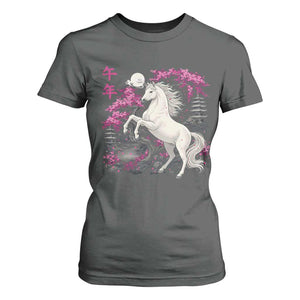 Japanese New Year 2026 T Shirt For Women Year Of The Horse Sakura Cherry Blossom Shrine TS11 Dark Heather Print Your Wear