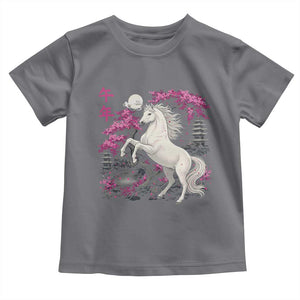 Japanese New Year 2026 Toddler T Shirt Year Of The Horse Sakura Cherry Blossom Shrine TS11 Charcoal Print Your Wear