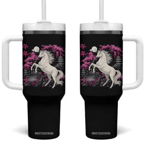 Japanese New Year 2026 Tumbler With Handle Year Of The Horse Sakura Cherry Blossom Shrine TS11 One Size: 40 oz Black Print Your Wear