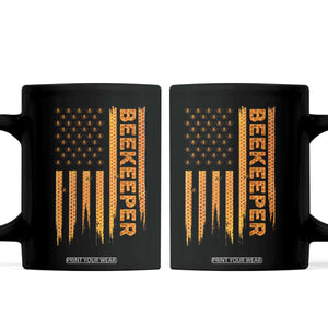 Beekeeping American Flag Honeycomb Honey Bees Beekeeper Coffee Mug TS11 Black Print Your Wear