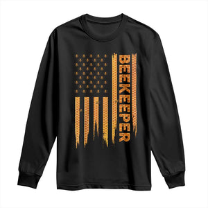 Beekeeping American Flag Honeycomb Honey Bees Beekeeper Long Sleeve Shirt TS11 Black Print Your Wear