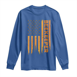 Beekeeping American Flag Honeycomb Honey Bees Beekeeper Long Sleeve Shirt TS11 Royal Blue Print Your Wear