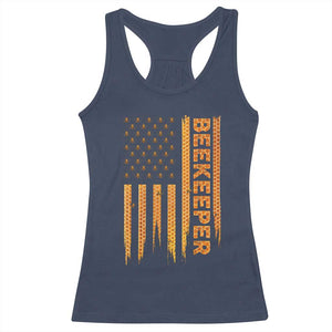 Beekeeping American Flag Honeycomb Honey Bees Beekeeper Racerback Tank Top TS11 Navy Print Your Wear