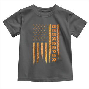 Beekeeping American Flag Honeycomb Honey Bees Beekeeper Toddler T Shirt TS11 Dark Heather Print Your Wear