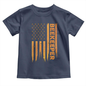Beekeeping American Flag Honeycomb Honey Bees Beekeeper Toddler T Shirt TS11 Navy Print Your Wear