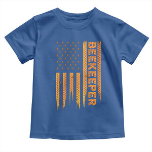 Beekeeping American Flag Honeycomb Honey Bees Beekeeper Toddler T Shirt TS11 Royal Blue Print Your Wear