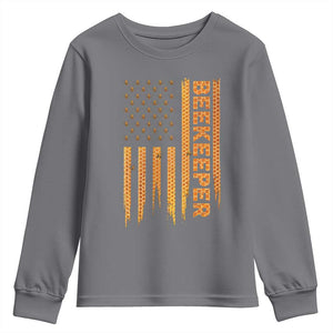 Beekeeping American Flag Honeycomb Honey Bees Beekeeper Youth Sweatshirt TS11 Charcoal Print Your Wear