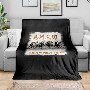 Year of The Horse 2026 Throw Blanket Happy New Year Gallop Of The 8 Horses TS11 Print Your Wear