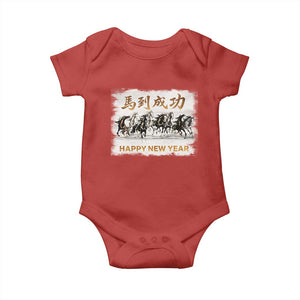 Year of The Horse 2026 Baby Onesie Happy New Year Gallop Of The 8 Horses TS11 Red Print Your Wear