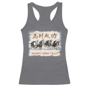 Year of The Horse 2026 Racerback Tank Top Happy New Year Gallop Of The 8 Horses TS11 Charcoal Print Your Wear