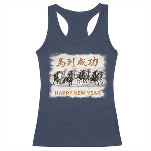 Year of The Horse 2026 Racerback Tank Top Happy New Year Gallop Of The 8 Horses TS11 Navy Print Your Wear