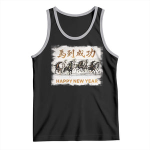 Year of The Horse 2026 Tank Top Happy New Year Gallop Of The 8 Horses TS11 Black Athletic Heather Print Your Wear