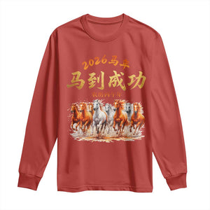 Gallop Of The 8 Horses Long Sleeve Shirt Chinese New Year 2026 Year of The Horse TS11 Red Print Your Wear