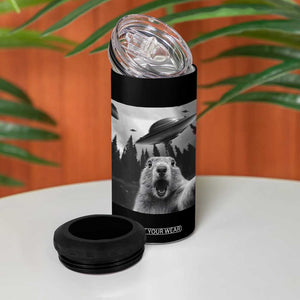 Funny Groundhog Selfie With Alien UFOs Weird Ground Hog Day 4 in 1 Can Cooler Tumbler TS11 Print Your Wear