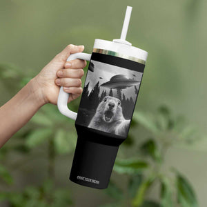 Funny Groundhog Selfie With Alien UFOs Weird Ground Hog Day Tumbler With Handle TS11 Print Your Wear