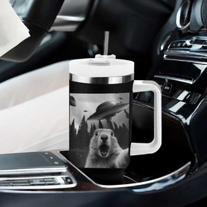 Funny Groundhog Selfie With Alien UFOs Weird Ground Hog Day Tumbler With Handle TS11 Print Your Wear