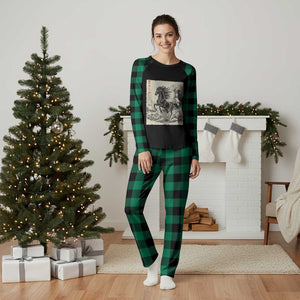 Japanese New Year 2026 Plaid Pajama Set Year Of The Horse Tsunami Ukiyo e Art TS11 Green Plaid Print Your Wear