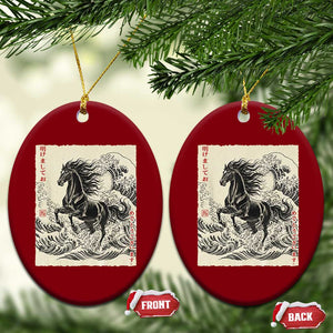 Japanese New Year 2026 Ceramic Ornament Year Of The Horse Tsunami Ukiyo e Art TS11 Print Your Wear