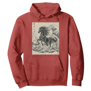 Japanese New Year 2026 Hoodie Year Of The Horse Tsunami Ukiyo e Art TS11 Red Print Your Wear