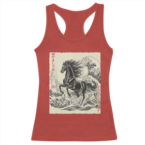 Japanese New Year 2026 Racerback Tank Top Year Of The Horse Tsunami Ukiyo e Art TS11 Red Print Your Wear