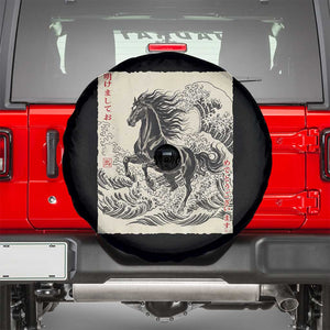 Japanese New Year 2026 Spare Tire Cover Year Of The Horse Tsunami Ukiyo e Art TS11 Black Print Your Wear