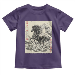 Japanese New Year 2026 Toddler T Shirt Year Of The Horse Tsunami Ukiyo e Art TS11 Purple Print Your Wear