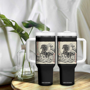 Japanese New Year 2026 Tumbler With Handle Year Of The Horse Tsunami Ukiyo e Art TS11 Print Your Wear