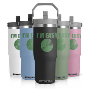 Funny I'm Easy Snowboard Ski Flip Straw Tumbler Green Circle Retro Mountain Sign TS11 Print Your Wear