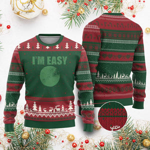Funny I'm Easy Snowboard Ski Ugly Christmas Sweater Green Circle Retro Mountain Sign TS11 Red Green Print Your Wear