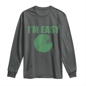 Funny I'm Easy Snowboard Ski Long Sleeve Shirt Green Circle Retro Mountain Sign TS11 Dark Heather Print Your Wear