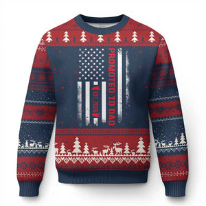 Promoted To Dad Est 2026 Ugly Christmas Sweater New Dad 2026 Baby Announcement TS11 Navy Red Print Your Wear