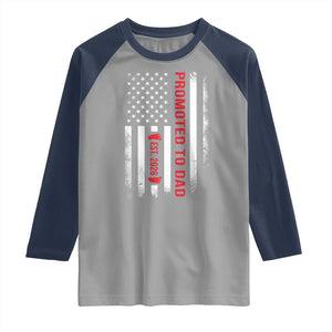 Promoted To Dad Est 2026 Raglan Shirt New Dad 2026 Baby Announcement TS11 Sport Gray Navy Print Your Wear